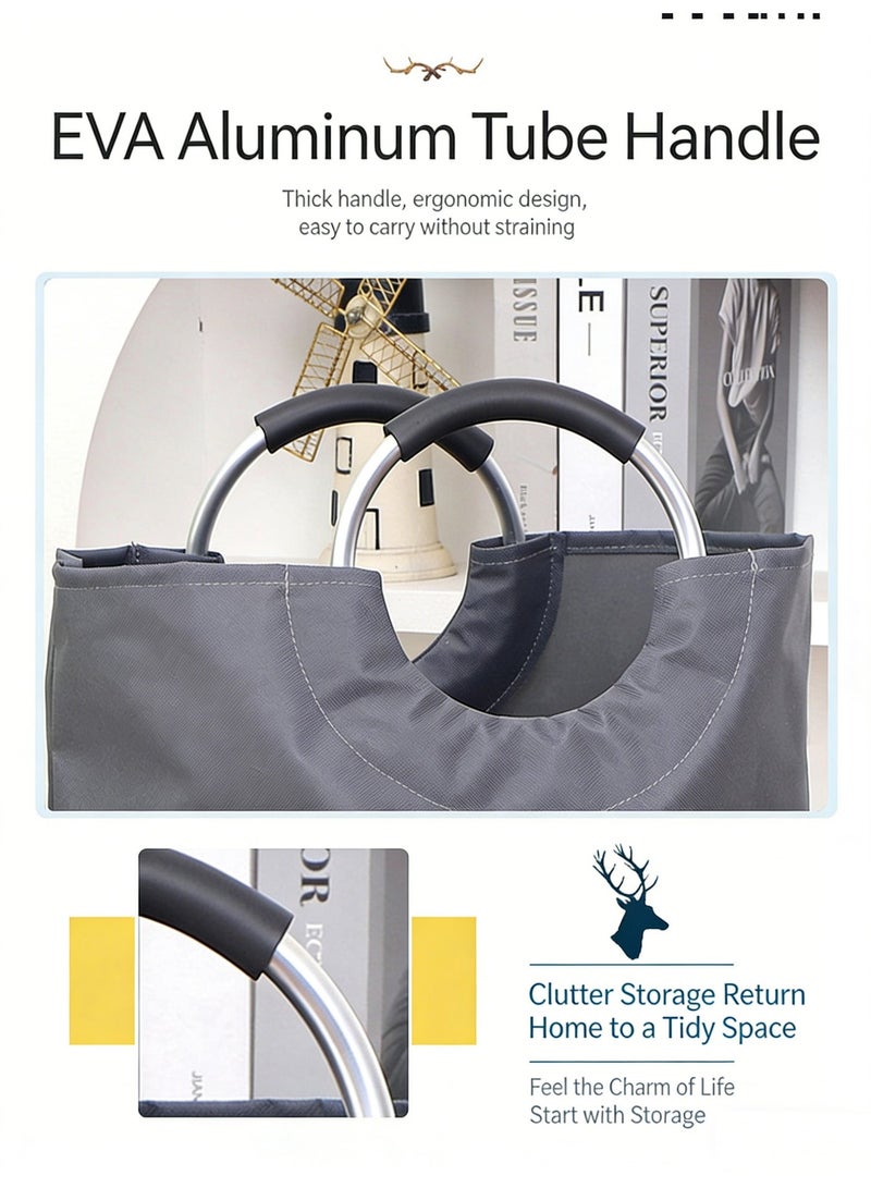 أوليس فيرس  مساعد البيت في رمضان – سلة غسيل قابلة للطي 90 لتر مقاومة للماء بمقابض ألومنيوم، سلة متعددة الاستخدام للغرفة، الحمام والمطبخ - Image 4